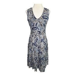 Tahari ASL Womens Medium Paisley Print Sleeveless Midi Dress V Neck NWT